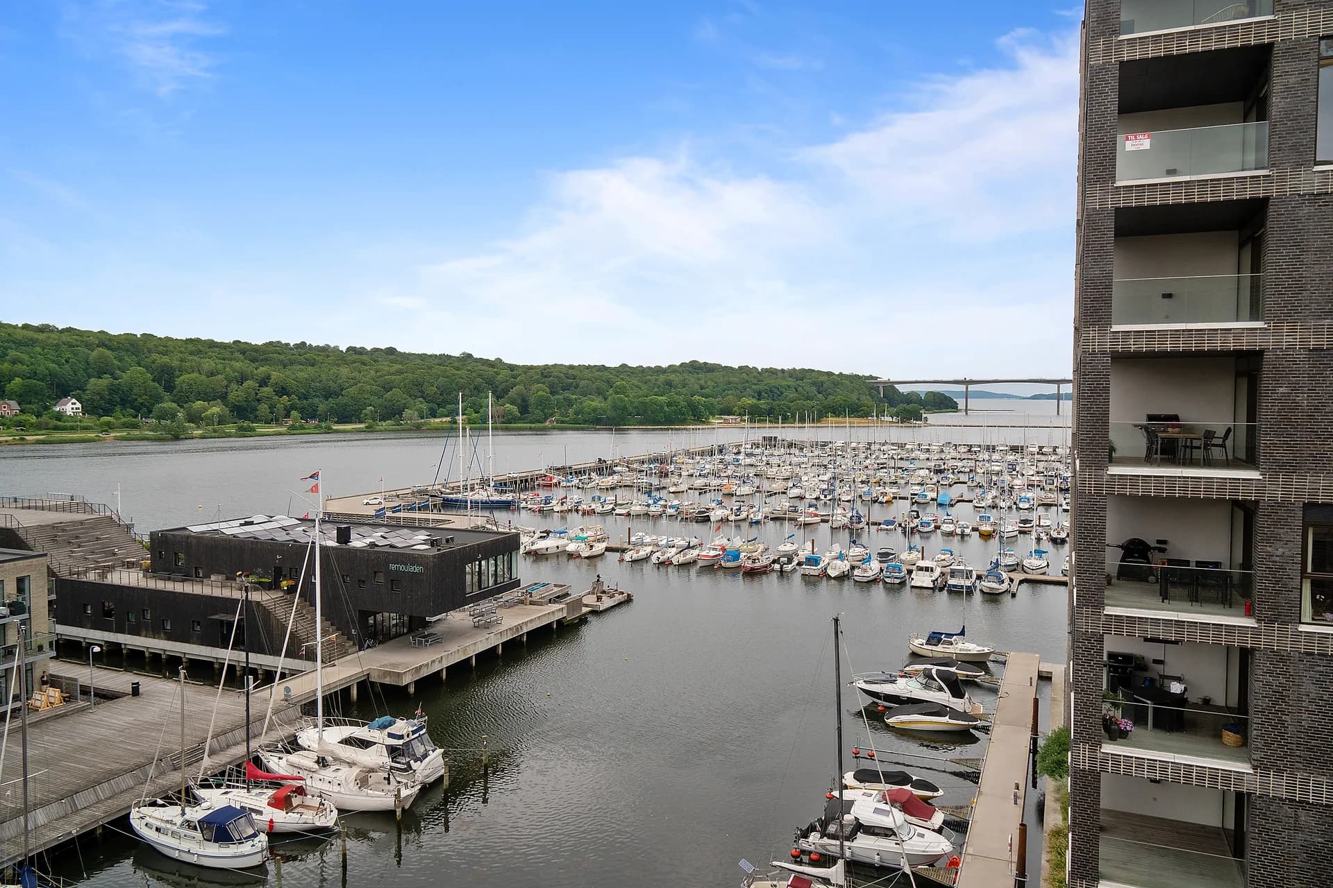 Vejle havn med udsigt mod fjorden